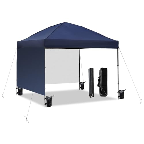 10x10 Pop Up Canopy Tent with 2 Sidewalls, Easy Up Canopy Upgraded Outdoor Party Sun Shade Tent Portable Gazebo for Beach ...