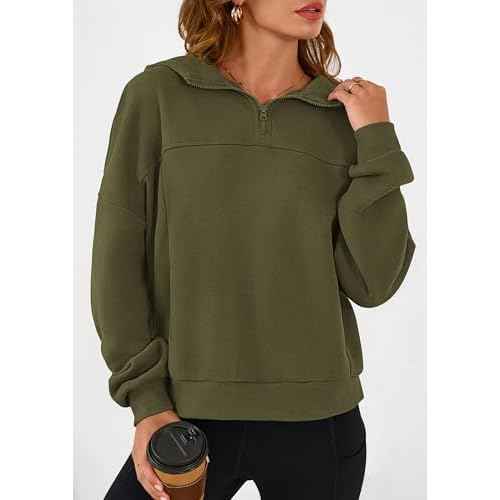 PRETTYGARDEN Womens Hoodies Cropped Fleece Sweatshirts 2025 Fall Fashion Quarter Zip Pullover Long Sleeve Tops Winter Clothes