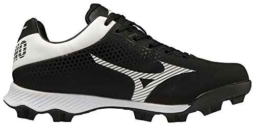Mizuno Wave Finch Lightrevo Jr Softball Shoe, Black-White, 4.5