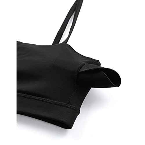 CRZ YOGA Butterluxe Womens Adjustable Spaghetti Thin Strap Sports Bra - Padded Wireless Square Neck Workout Yoga Clothes