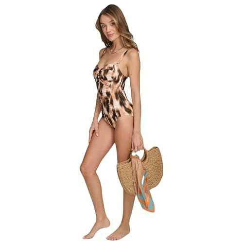 DKNY Women's Sweetheart Twist Front One Piece Swimsuit