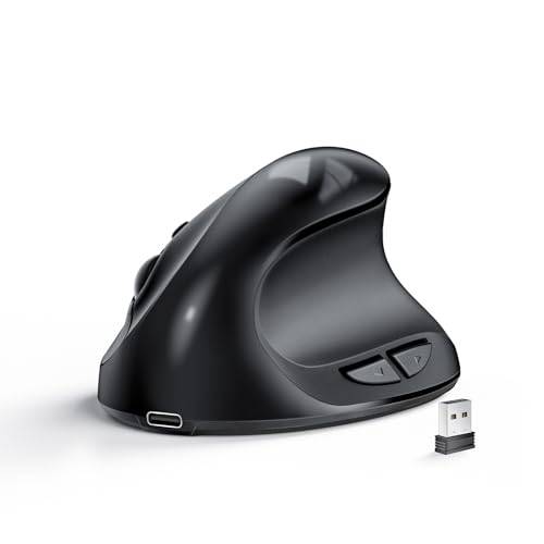 Lekvey Ergonomic Mouse, Vertical Wireless Mouse for Small/Medium Hands, Rechargeable with USB Receiver, 3 DPI for Comfort,...