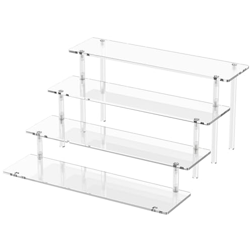 4 Tier Acrylic Display Risers, Clear Perfume Organizer Stand, Large Cupcake Stand Holder, Dessert Display for Party, Displ...