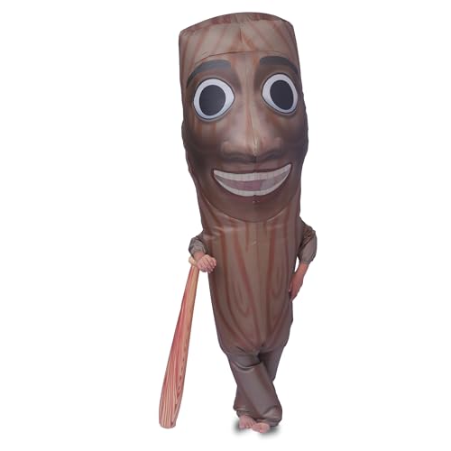 Ghorkivex Inflatable Tung Costume Halloween Funny italian Wooden Stick Man costume sahur Inflatable costume with Stick