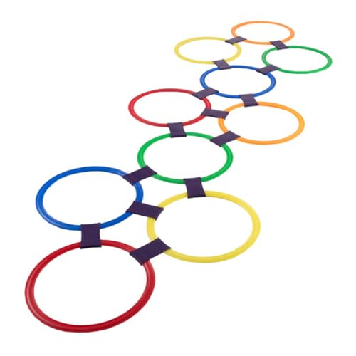 HEY! PLAY! Hopscotch Rings Game - Ten 11-Inch Plastic Rings and 15 Connectors for Indoor and Outdoor Use - Play Set for Gi...