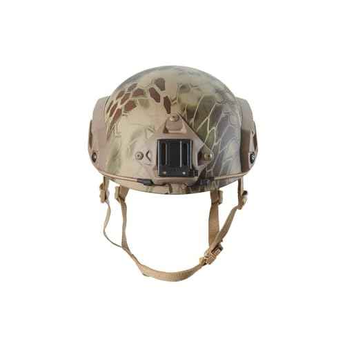 Lancer Tactical Medium - Large Industrial ABS Plastic Constructed Maritime Helmet Adjustable Crown 20mm Side Rail Adapter Padding Stickers NVG Shroud Bungee Retention Goggle Clip (Highlander)