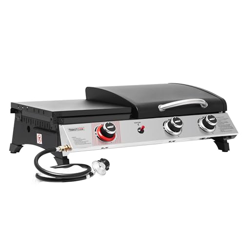 Royal Gourmet PD1305H 3 Burner Propane Gas Grill and Griddle Combo with Lid, 3-in-1 Grill Griddle Combo with 29,000 BTUs O...