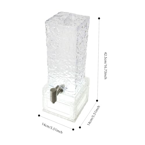 Drink Fountain for Parties, 3L/0.79Gal Square Beverage Containers with LED Lighting Stand & Faucet & Exquisite Pattern for...