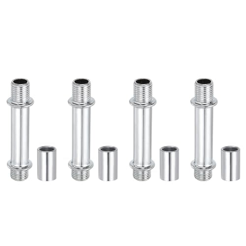 Straight Pipe Lamp Stems Rod Kit, 4Set M10 Carbon Steel 50mm(1.97") Long Double End Thread Rod with Coupling Nut Sleeve Co...