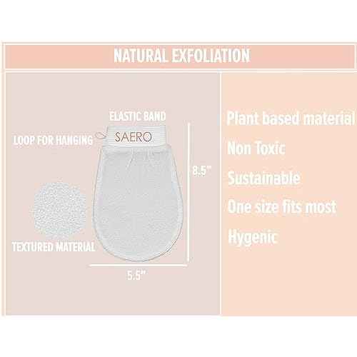 SAERO Korean Exfoliating Mitt for Body ? Deep Scrub Glove for Dead Skin, Spray Tan Removal, Ingrown Hairs & KP ? Korean Spa-Style Viscose Peeling Towel for Shower or Bath ? 1 Count