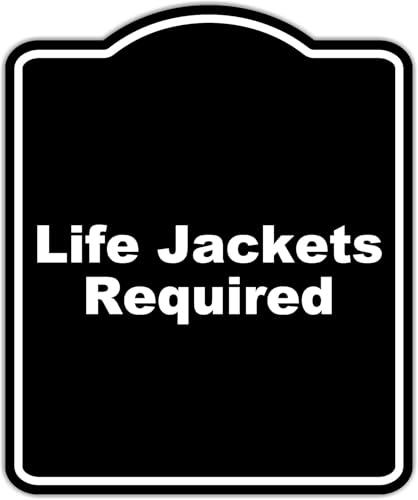 Life Jackets Required BLACK Minimalist Aluminum Composite Sign 20 x 24 inches