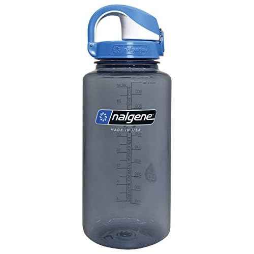 Nalgene On The Fly BPA-Free Water Bottle, Gray with Blue, 32 Oz, Gray w/Blue (5565-0132)