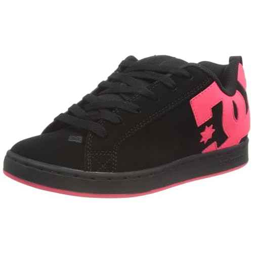 DC womens Court Graffik Skate Shoe, Black/Hot Pink, 11 US