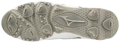 Mizuno Men's 9-Spike Ambition 3 MID Baseball Cleats, Black-White, 13