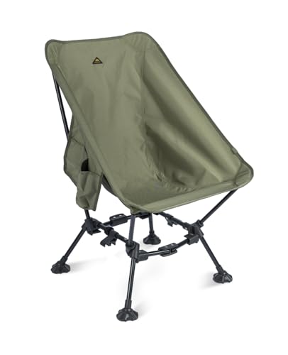 iClimb Two-Heights Light Compact Comfortable Camping Folding Beach Chair with Anti-Sinking Large Feet and Carry Bag