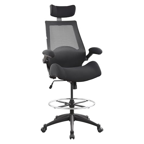 BOLISS Drafting Office Chair 400lbs High Back Wide Standing Desk Chair Comfortable with Flip up Armrests Lumbar Support Ad...