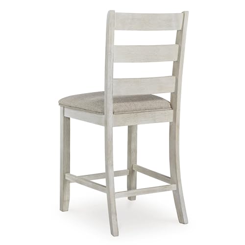 Signature Design by Ashley Skempton | 2-Count 24" Counter-Height Upholstered Bar Stools – Coastal Chic Ladder-Back, Antiqu...