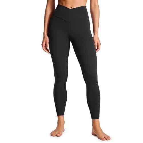 CRZ YOGA Butterluxe Crossover Waist Leggings 25" - V Crossover High Waisted Gym Workout Yoga Womens