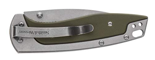 Smith & Wesson Freighter 7.6in High Carbon S.S. Folding Knife with 3.2in Drop Point Blade and Stainless/G10 Handle for Out...