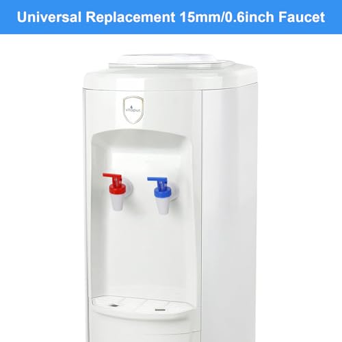 4 Pack Replacement Water Dispenser Faucets - 2 Red & 2 Blue Plastic Spigots, 3/8 Inch Internal Thread, BPA-Free for Water ...