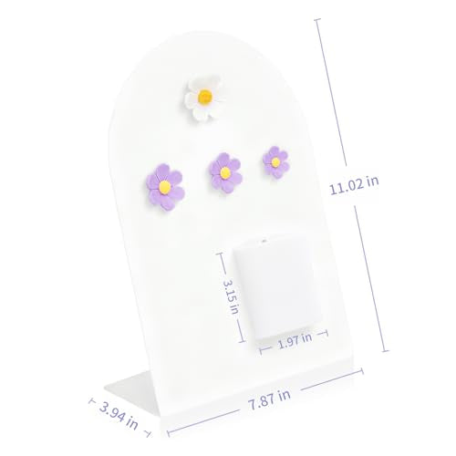 Desk Magnetic Message Board, Metal Bulletin/Memo Board with Magnetic Pen Holder and Flower Pins with Stand, Souvenir/Photo...