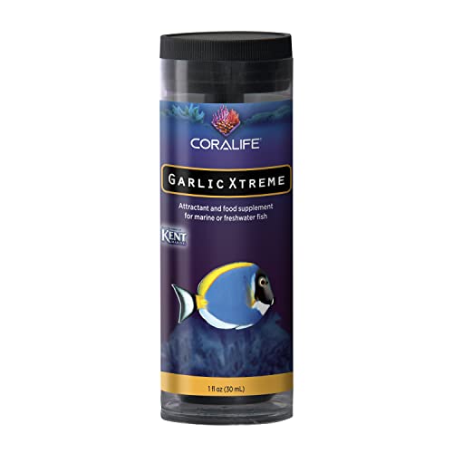 Coralife Fish Tank Aquarium Garlic Xtreme Attractant and Food Supplement for Saltwater Marine or Freshwater Fish, 1 oz