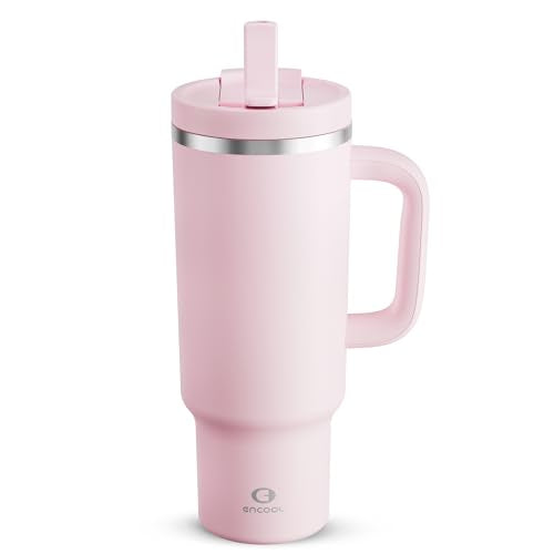 40 oz Tumbler with Handle and Straw: Stainless Steel Insulated Tumbler Keeps Cold for 24 Hours, Leakproof Travel Cup Fits ...