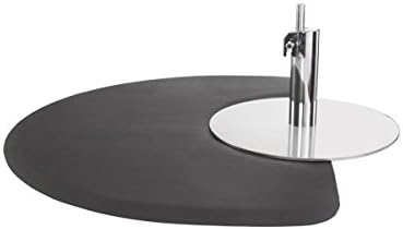 Buy-Rite 3’ x 4’ Anti-Fatigue Salon Mat - 1/2” Thick Semicircle Design with Chair Depression, Puncture-Proof & Low-Static Surface, Easy-Clean Floor Protection Mat for Stylists & Barbers - Black