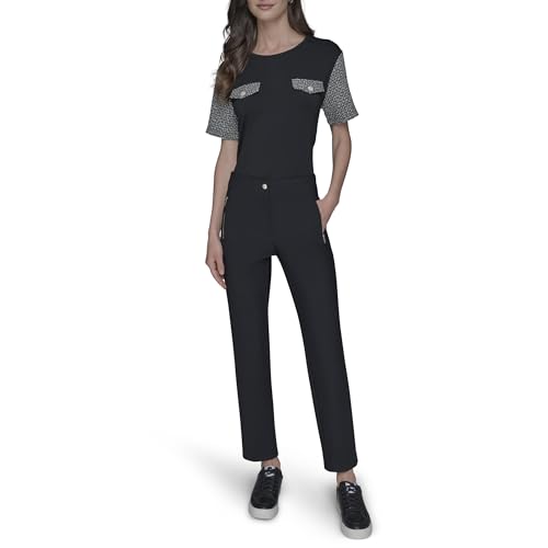 Karl Lagerfeld Womens Slim Nylon Compression Double Zip Everyday Pant