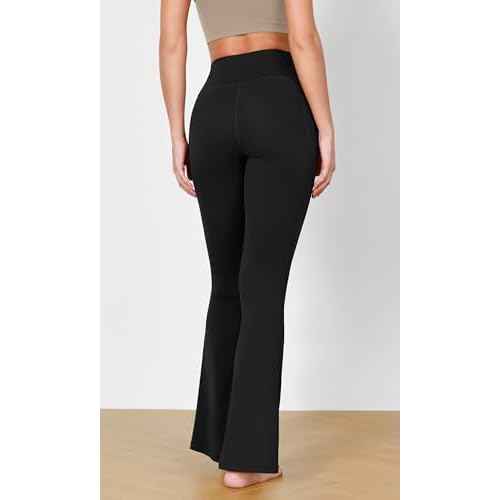 ODODOS Cloud Feeling Crossover Flared Pants with Pockets for Women, Cross Waist Bootcut Lounge Yoga Pants- 30" / 32" Inseam