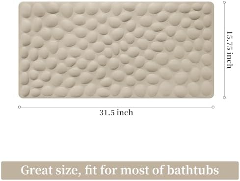 OTHWAY Bathtub Mat Non Slip, Rubber Bath Mat for Kids for Baby, 16x31.5 inch Large Bath Mats for Bathroom Tub with Strong Suction Cups (Brown)