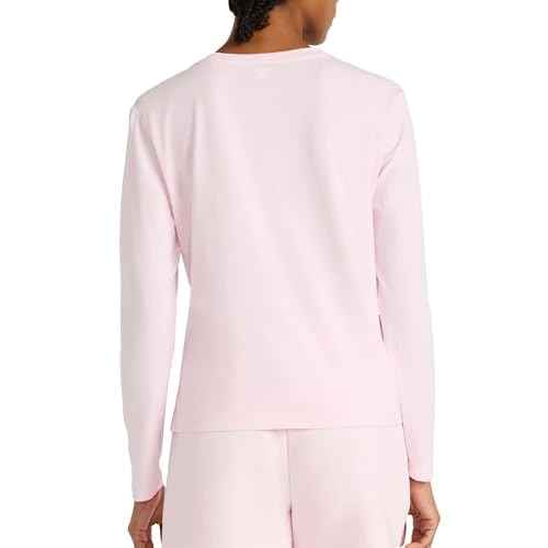 Reebok Women's Embroidery Hit Long Sleeve Crewneck Top, Standard Fit, Lightweight Stretch Cotton Fabric