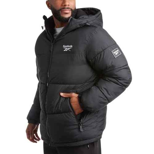 Reebok Mens Winter Jacket - Warm Heavyweight Mens Winter Coat - Wind Water Resistant Insulated Quilted Puffer Jackets for Men