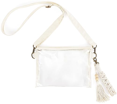 Mkono Clear Bag Stadium Approved, Small Purse for Women with Macrame Wristlet Transparent Concert Crossbody Bag for Sport ...