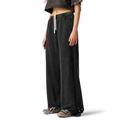 Aelfric Eden Distressed Baggy Sweatpants Streetwear Barrel Pants Loose Wide Leg Elastic Drawstring Trousers Unisex