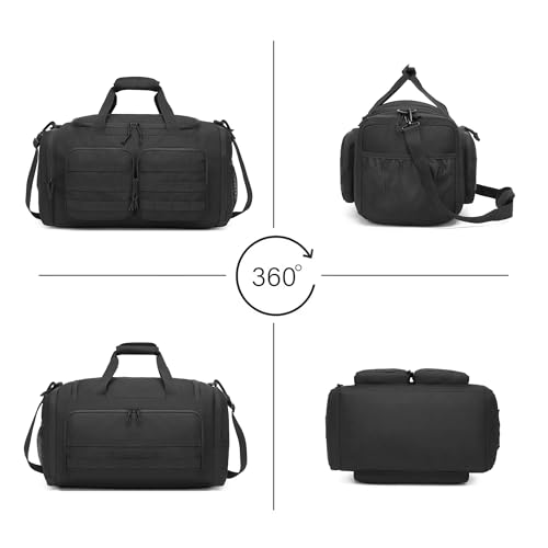 Wotony Tactical Duffle Bag for Men, Duffle Bag for Gym, Travel - Military Weekender Workout Molle Bag (Black, 35L)