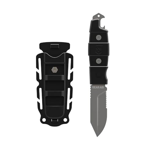 GEAR AID Buri Adventure Knife with Quick Release Sheath, Durable Stainless-Steel 3” Blade