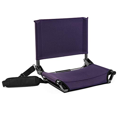 Cascade Mountain Tech Stadium Seat - Lightweight, Portable Folding Chair for Bleachers and Benches - Purple, 17"