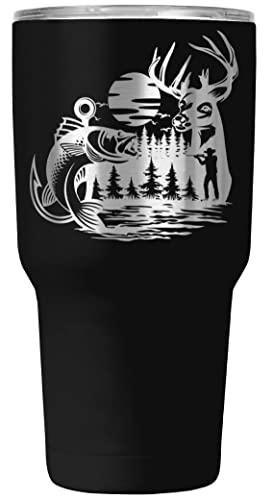 Flaskimo Fishing and Hunting Gifts For Men and Women | 30oz Hunting and Fishing Tumbler | Gifts for Dad with Sliding Lid a...