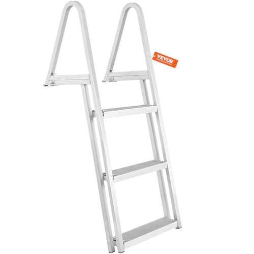 VEVOR Removable Dock Ladder 3/4/5 Steps, 350/500lbs Load Capacity, Aluminum Swim Ladders, Pontoon Boat Ladder with Nonslip Design for Lake, Marine Boarding, Pool