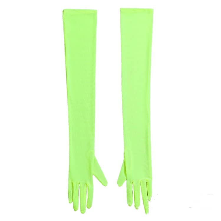 Specell Womens Mesh Gloves 100% Pure Mulberry Silk 23.6" Elbow Length 1920s Wedding Bridal Proms Tea Party Cocktail Bars Evening Opera Elastic Silk Gloves - Grass Green
