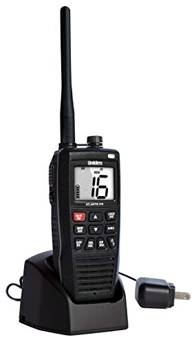 Uniden Atlantis 275 Handheld Two-Way VHF Marine Radio, Floating IPX8 Submersible Waterproof, Large Dual-Color Screen, 6-Wa...