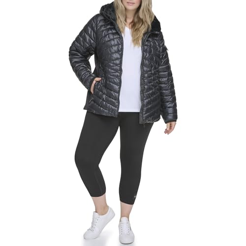 Calvin Klein Women's Performance Outerwear,Metallic Black,1X
