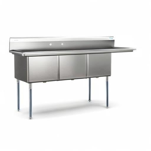 KoolMore 75 in. Three Compartment 18-Gauge Stainless-Steel NSF Commercial Kitchen Sink, Bowl Size 18x18x14, with Three Basins and Pre-Drilled Faucet Holes with a Right Drainboard (KM-SC181814-18R3)