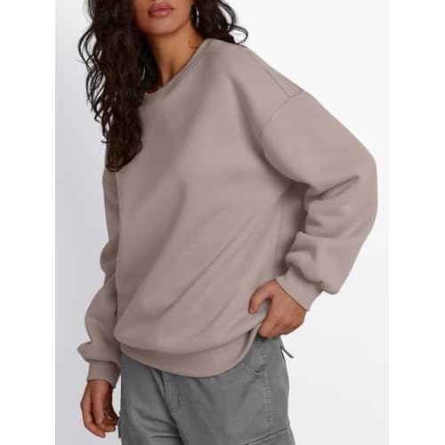 Trendy Queen Fleece Sherpa Lined Sweatshirts for Women 2025 Fall Fashion Winter Crewneck Pullover Hoodies Outfits Clothes