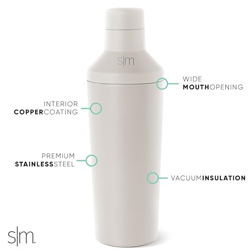 Simple Modern Cocktail Shaker Set with Jigger Lid | Stainless Steel Boston Shaker Insulated Martini Mixer for Mocktails | ...