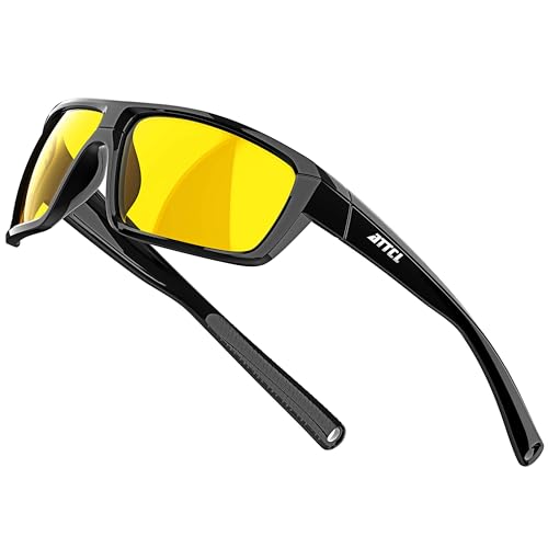ATTCL Polarized Sunglasses Men for Fishing: UV Protection Lightweight TR90 Sports Wrap Sun Glasses Driving Golf Running
