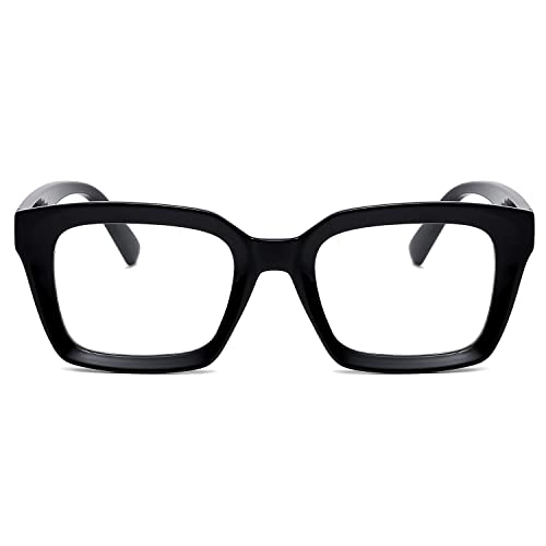 EYLRIM Classic Thick Square Frame Clear Lens Glasses for Women Men Non Prescription Eyeglasses
