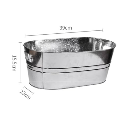3 Gallon Galvanized Tub Beverage Tubs, Metal Ice Buckets for Cocktail Bar Wine Beer Drink Buckets with Handles Large Tub I...