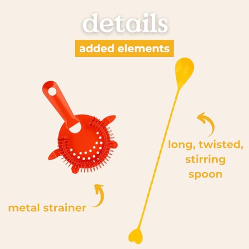 ban.do Cute Bar Set with Shaker, Strainer and Spoon, Cocktail Shaker Set, Bartender Kit, Bar Keeper Accessories, Heart